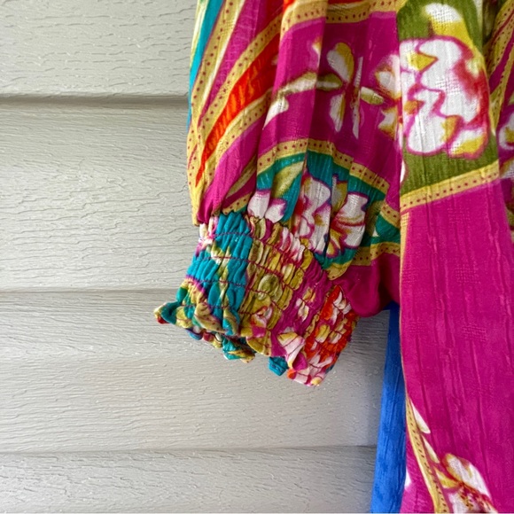 Haute Hippie Style Colorful Floral Top Blouse Size M NWT - Picture 5 of 10